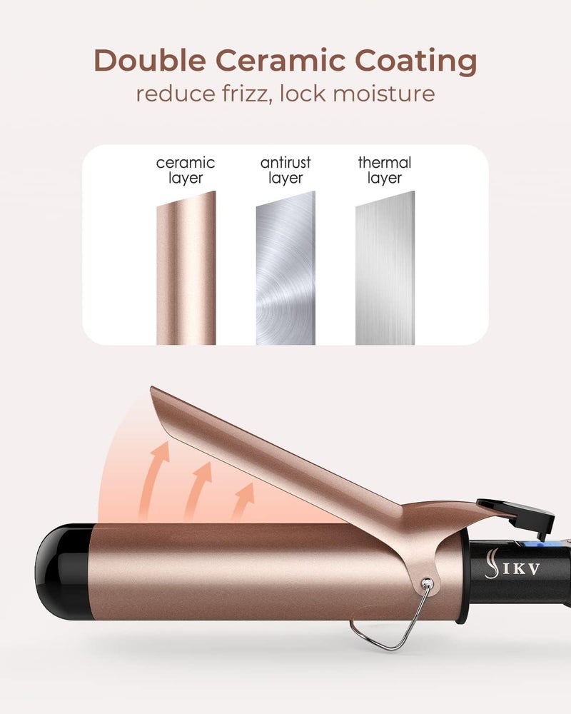 IKV 2 Inch Curling Iron Extra Long Barrel for Long Hair, Large Barrel Curling Wand Ceramic Tourmaline with LCD Display,10 Temps, Dual Voltage - Image 4